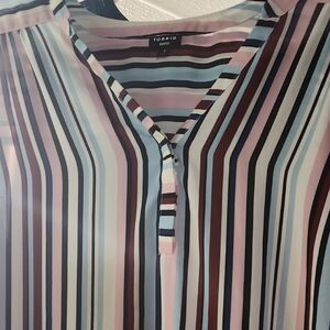 Torrid Multicolor Striped V-Neck Blouse